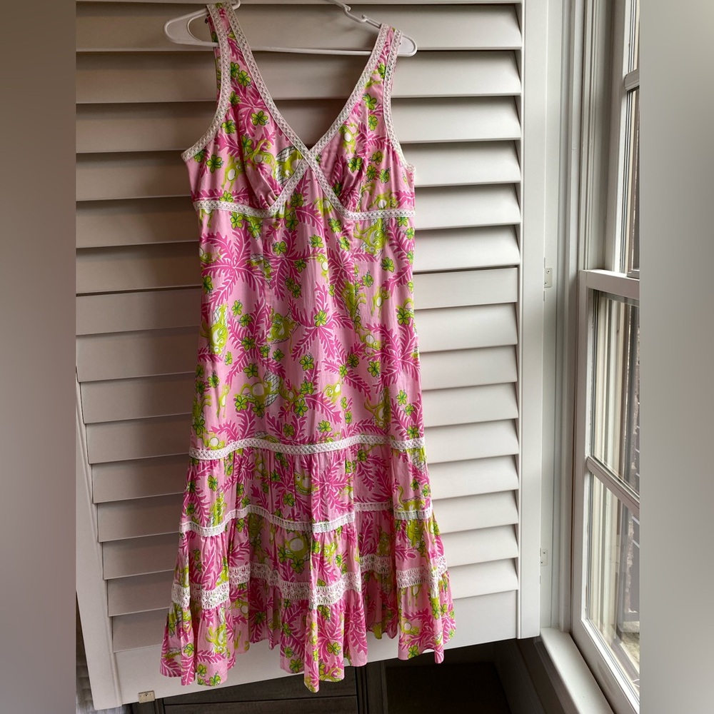 Lilly Pulitzer Pink and Green Floral Maxi Dress